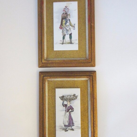 B Altman Medieval Porcelain Tiles Cries of London Framed Plaques In Pair - Picture 9 of 15